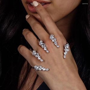 Bangle Stonefans Fashion Leaf Hand Palm Cubic Zirconia Bijoux pour femmes bracelets ouverts à la main
