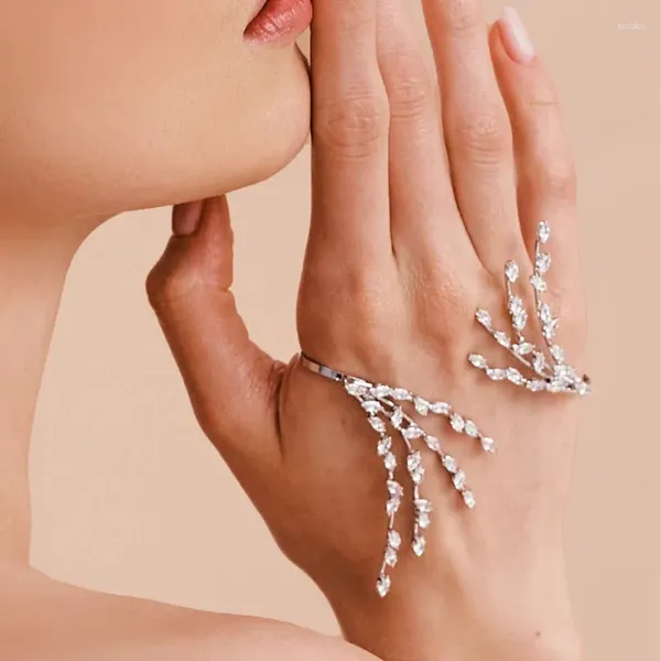 Bracelet Stonefans fait à la main strass main paume manchette Bracelets pour femme luxe mariée ouvert multicouche Bracelet bijoux cadeau