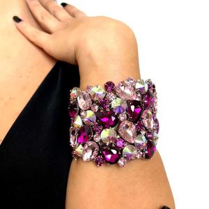 Bracelet Stonefans violet cristal excessif Bracelet de mariage Bracelet pour femmes mode géométrique montagne cristal Bracelet robe bijoux faits à la main 240319