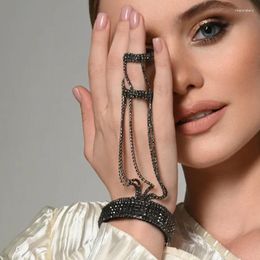 Bangle Stonefans Sparkly Rhinestone Chain Link Vinger Ring Voor Vrouwen Luxe Slave Hand Kettingen Armband Arm Rond Prom Sieraden Melv22