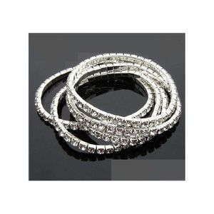 Bangle Rekbaar Een Rijen Bling Crystal Strass Armbanden Mode Armband Kettingen Bruid Sieraden Drop Levering Dhbrh