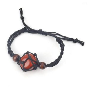 Style de bracelet 3pcs / lots tissés à la main noir naturel rouge agates perles de pierre bracelet de guérison en maille avec support rétractable réglable