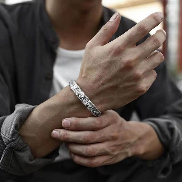 Bracelets de Style bracelet bijoux bouddhistes cadeaux coeur Sutra Pixiu Bracelets ouverts hommes chaîne à main en argent