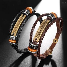 Styles de bracelet bracelet en cuir en cuir de corde tressée vintage