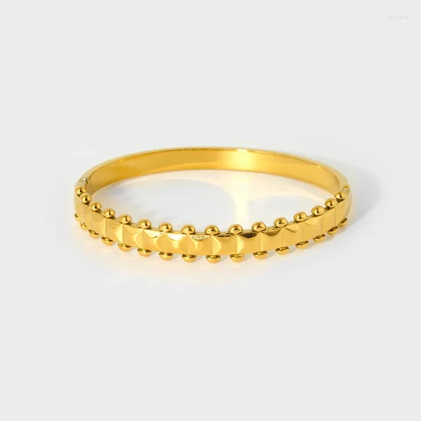 Brazalete elegante de acero inoxidable chapado en oro de 18 quilates, pulseras con hebilla geométrica para mujer, pulsera sin deslustre, regalo de joyería