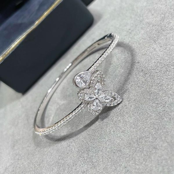 Brazalete de verano de alta calidad, joyería de tendencia para mujer, elegante mariposa brillante, pulsera de gota delicada, regalo de aniversario