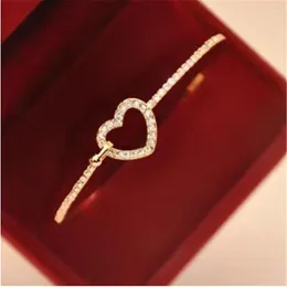 Bracelet Style d'été Romantique Mode Creux Plein De Mignon Délicat Coeur Bracelet Femme Femmes Mariage Cristal