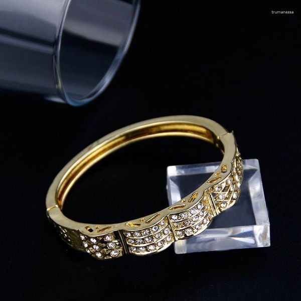 Brazalete Sunspicems Elegent Marruecos pulsera para mujer línea ondulada Color oro diamantes de imitación boda joyería árabe Dubai fiesta regalo 2023 Raym22