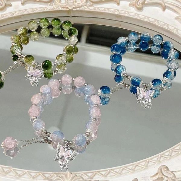 Bracelet en cristal de mode Sweet Crystal pour femmes Butterfly Pendant Elastic Party Weddd Bielry Cadeaux