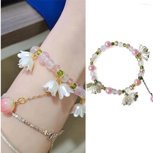 Brazalete de cuentas de flores de tulipán de brazalete