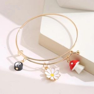 Bangle tai chi champignon daisy hanger armband voor vrouwen meisjes verstelbare ins niche design mode sieraden 2023 cadeaus