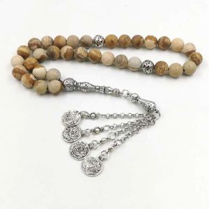 Bangle Tasbih Natuurlijke JASPER steen Moslim Armbanden Geel misbaha Gift gebed kralen islamitische Sieraden Saoedi-Arabië Mode Accessoires