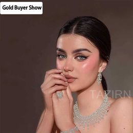 Bangle Tazirn Luxury 5a Cubic Zirconia Arabische Women Wedding Sieraden Set Dubai Anniversary for Ball 2/4PCS Bruiloftaccessoires CZ 240319