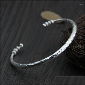 Bangle Thaise armband Bangles voor vrouwen met hamer Trace Vintage Punk inspirerende armbanden Jonc Argent 925 Bangle Drop Delivery Je Dhxfm