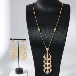 Bracelet Tilim long collier ensemble pour femmes zircone bijoux pour jeunes mariés géométrie lien tour pendentif collier tendance pull bijoux 240319