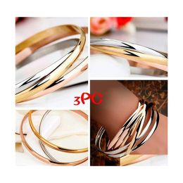 Bangle titanium staal liefde sieraden tricolor dames armband voor modern vrouwen geschenk met veet tas 3360 Q2 drop levering armbanden dhyrk