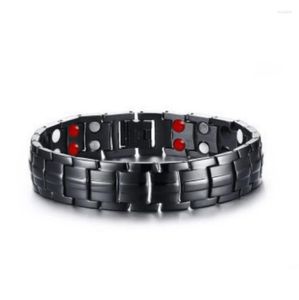 Bracelet Titane Acier Aimant Noir Bracelet Homme Magnétique Santé