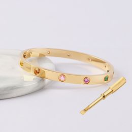 Bangle topkwaliteit klassieke stijl ingelegde fancy crystal schroevendraaier roestvrijstalen armband voor vrouwen mode sieraden 230215
