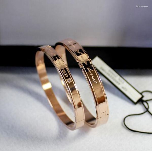 Bracelet Top Qualité Mode Bracelet En Acier Inoxydable OL Style Micro Mosaïque Simple A Zircon Charmes Lettre Pour Hommes Femmes Raym22