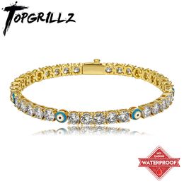 Bracelet TOPGRILLZ Classic Tennis Chain Set 4 5mm Zircone Cubique Bracelet Étanche Collier avec Bleu D s Pour Femmes Hommes 230825