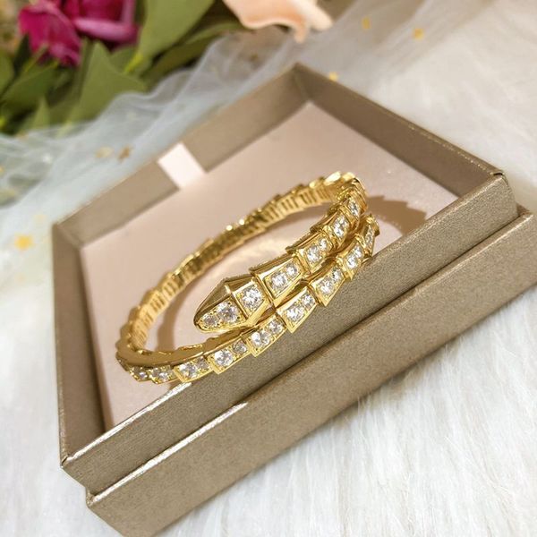 Bracelet Couple Designer Bambou Sier Os Bracelets Pour Femmes Réglable Serpentine Plein Diamants Bracelet 3 Couleurs Casual Cadeau Bijoux