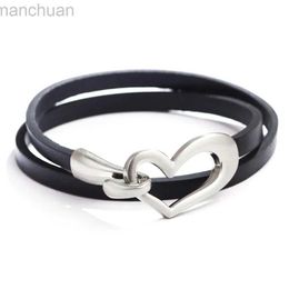 TOTABC nieuwste ontwerp zwart eenvoudig liefde lederen bedelarmband voor vrouwen eenvoudig blanco ontwerp verbazingwekkende breedte armband ldd240312