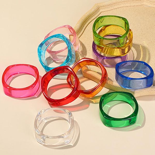 Bracelet Transparent acrylique résine larges Bracelets pour femmes rétro 2023 couleur unie Bracelets femmes filles gros bijoux en gros