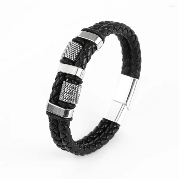 Bracelet tendance en cuir multicouche multicouche bracelet magnétique bracelet bracelet charme de bijoux punk hip hop masculins cadeau accessoire