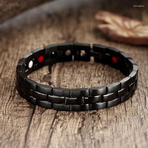 Bracelet tendance hommes noir Bracelet main chaîne santé énergie Germanium magnétique garçon acier inoxydable Bracelets pour bijoux cadeau