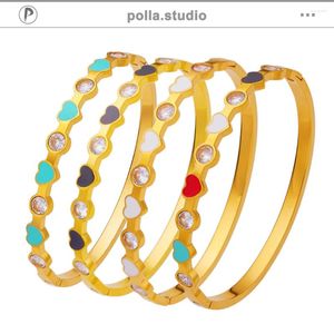 Bracelet à la mode coloré de charme en émail coeur coloré pour femmes pour femmes bracelets en cristal arc-en-ciel imperméable en acier inoxydable