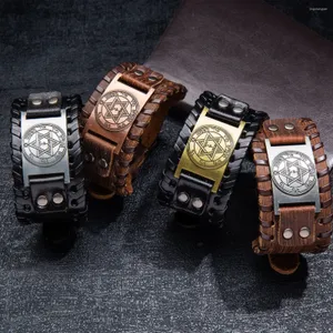 Bangle Trendy Design Zespuntige Star Bracelet Men's Fashion Leather Woven Viking Accessorie Party Sieraden Groothandel