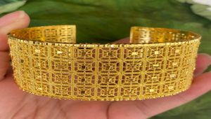 Bangle Trendy Dubai Voor Vrouwen 24k Goud Kleur Koper Ethiopische Brede Armband Afrikaanse Sieraden S-Arabië Huwelijksgeschenken8568228