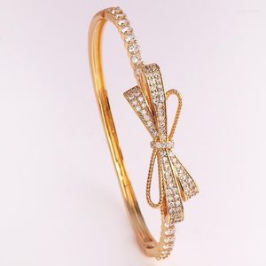 Bracelet tendance élégant en forme de nœud papillon, 1 rangée complète de bijoux CZ brillants pour femmes et filles, accessoire de mariée de mariage