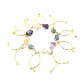 Bangle Trendy handgeweven koperdraadwikkel Natuurlijk kristal Ruwe steen Energie voor vrouwen Reiki Quartz Verstelbare Pulseira-sieraden