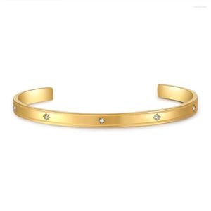 Bangle trendy hexagram roestvrijstalen armbanden voor vrouwen charm textuur goud kleur cz open manchet accessoires cadeau