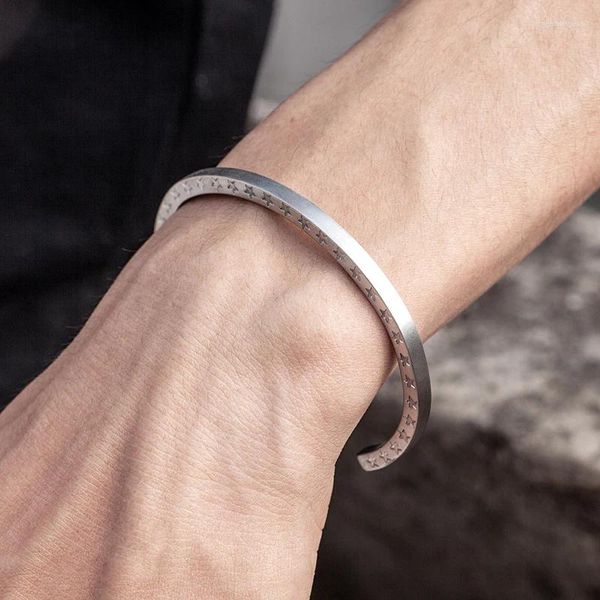 Bracelet tendance pour hommes et femmes, ouvert en acier inoxydable, étoile Rose dorée, exquis, manchette, bijoux, cadeau commémoratif