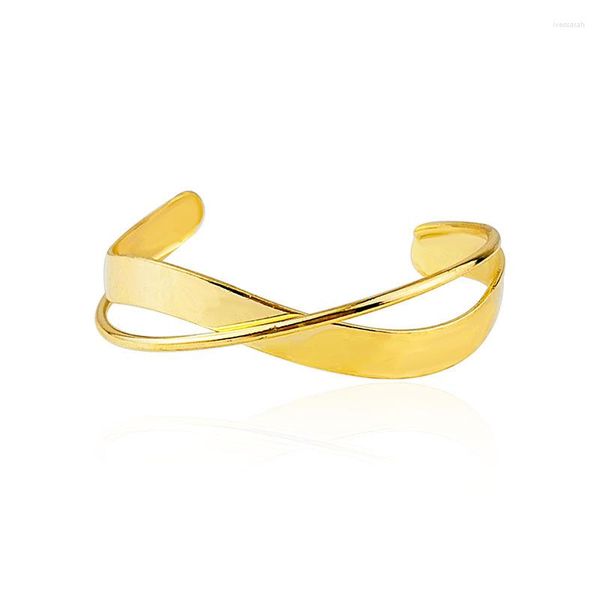 Brazalete de moda minimalista color oro trenzado irregular geométrico pulsera de metal para mujeres niñas joyería de fiesta