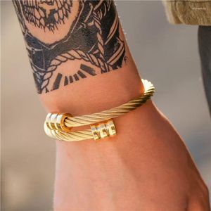 Bracelet tendance rétro personnalisé en acier inoxydable, fil Flexible pour hommes, Punk minimaliste géométrique, bijoux créatifs
