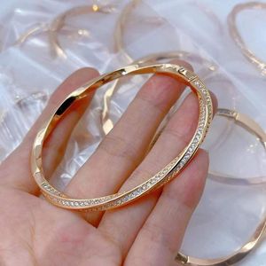 Bracelet à la mode brillant Zircon spirale Simple géométrique ovale Bracelets femmes accessoires charmant motif torsadé bijoux
