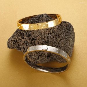 Bracelet tendance en acier inoxydable rond chiffres romains bracelets à breloques pour femme plaqué or bijoux de mode cadeau