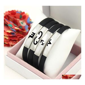 Bangle Twee Zodiac Black Sile roestvrijstalen constellaties Horoscoop Design wrap armbanden voor vrouwen en mannen koppelen sieraden drop de otmcy