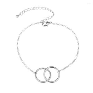 Bangle Two Circle hanger hanger armband voor vrouwen dubbele nerlocking ringen oneindig gekoppelde generatie vriendschap