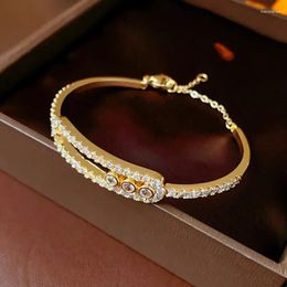 Bracelet UILZ Géométrique Ovale En Forme De Charme Bracelets Pour Femme De Luxe Blanc Zircone Réglable Bracelet De Mode Bijoux De Fête