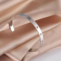 Bangle Unift Hollow Star armband Roestvrijstalen manchet voor dames polsband Fashion Romantic Jewelry Wedding Party Gift