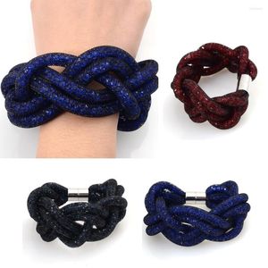 Bracelet Unique Conçu Tressé Tissage Maille Chaîne Cristal Fermoir Magnétique Bracelet Bracelets Pour Les Femmes Cadeau B1562