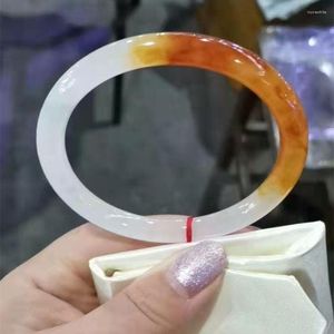 Brazalete único naranja Natural birmano Jade pulsera exquisito y perfecto alta calidad pulido a mano accesorios de joyería