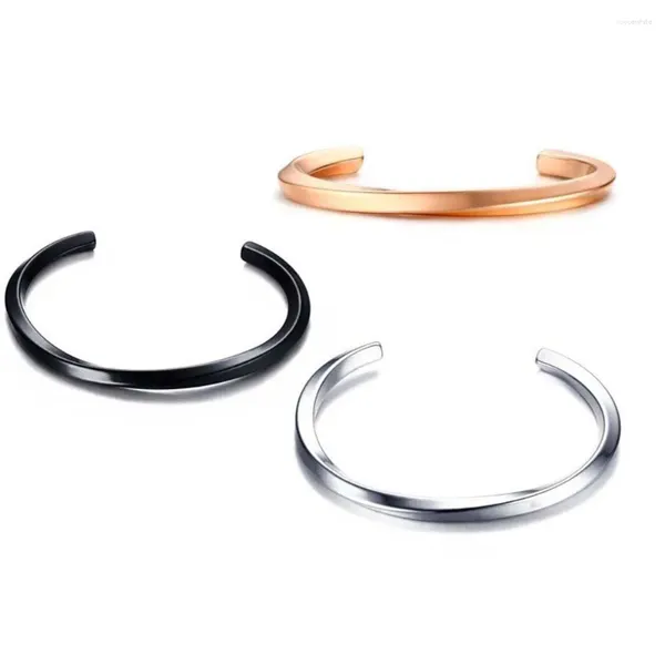 Bracelet unisexe pour hommes et garçons, cadeaux pour femmes et hommes, en acier inoxydable, rétro, noir, argent, or, Bracelets à manchette ouverte, bijoux