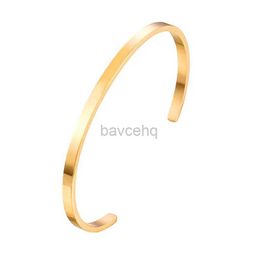 Bracelet de bracelet d'ouverture en acier inoxydable simple unisexe pour les amoureux peut être alphanumérique bricolage 240411