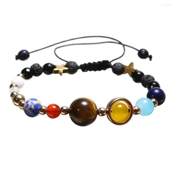 Bangle Universe Planets Beads Cadena de cuerda Unisex Fashion System System Pulsera de energ￭a Earth Moon Joyer￭a de mano trenzada Joyer￭a