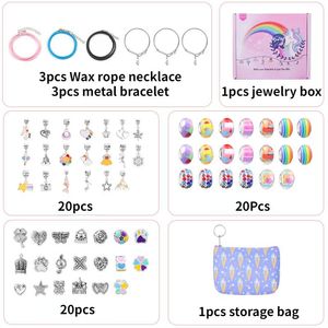 Ensemble de bracelets licorne améliorés pour femmes, accessoires de fabrication de bijoux, Kits de licorne colorés avec sac de rangement, cadeau pour enfants